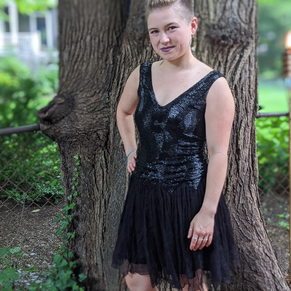 Vintage Style Beaded Flapper Dress